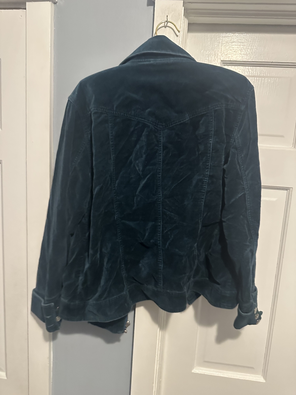 H&M Teal Velvet Ruffle-Front Bomber Jacket - Women's - Picture 2 of 3